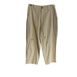 Ellor Women 24 Distressed Cotton Twill High Rise Piper Tapered Crop Pants NWT